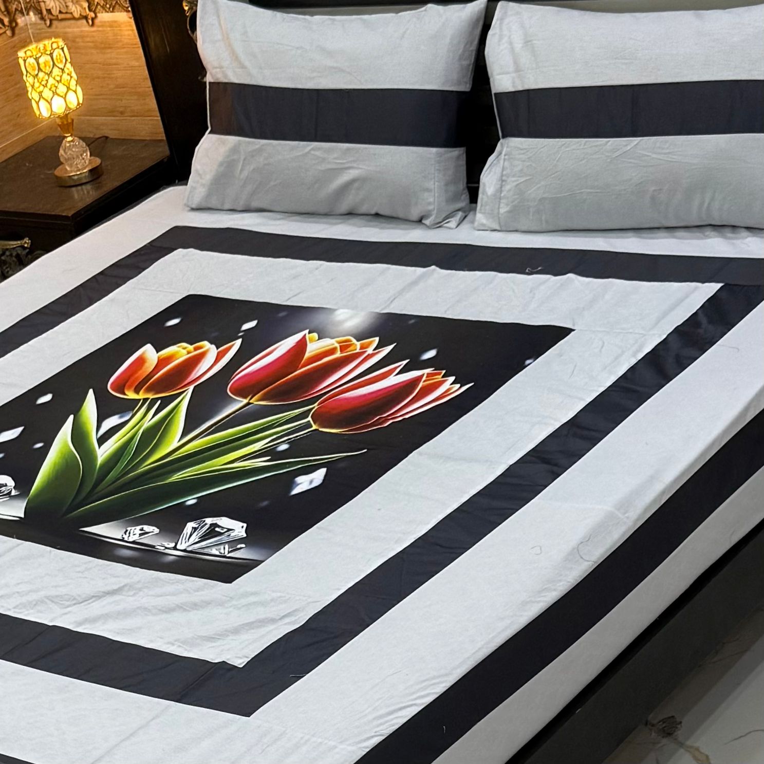 DIGITAL GOLD PANEL BEDSHEET๐๐๐