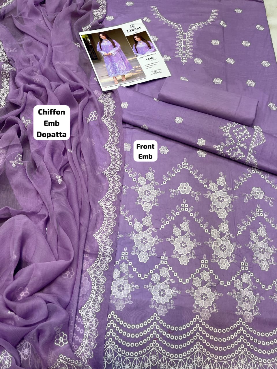 ADAB LIBAS LAWN EMBROIDERED UNSTITCED 3PC✓