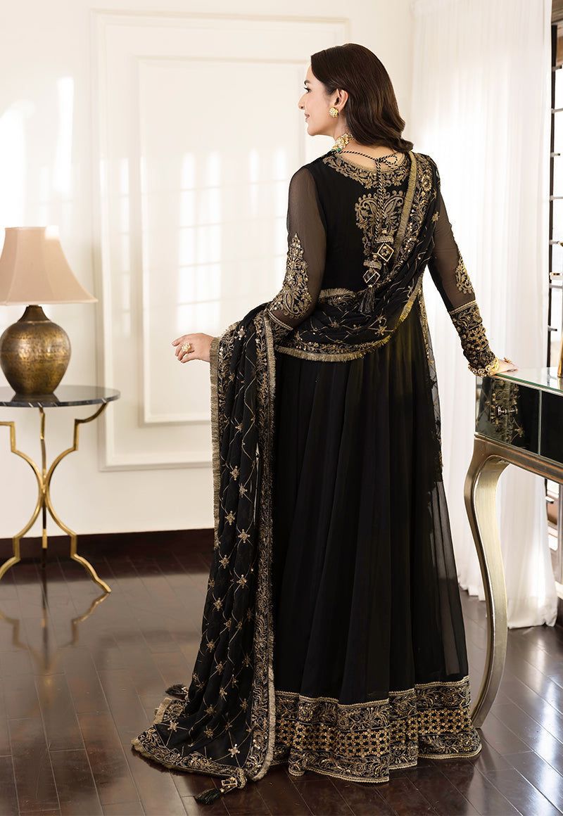 ASIM JOFA CHIFFON MAXI EMBROIDERED & SEQUENCE WEDDING UNSTITCED 3PC✓