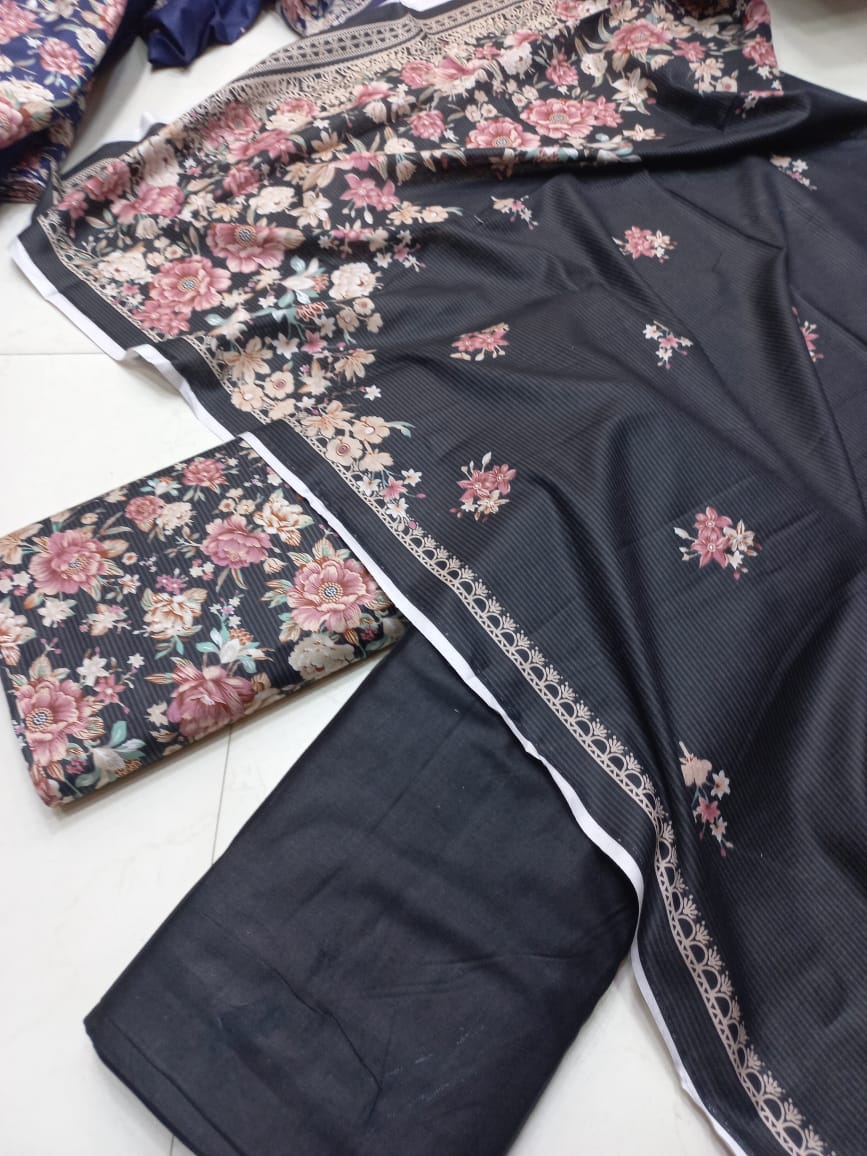 AL KARAM KASTORI 3PCS LAWN PRENTED SHRIT & PRENTED TROUSER WITH LAWN DUPATTA.