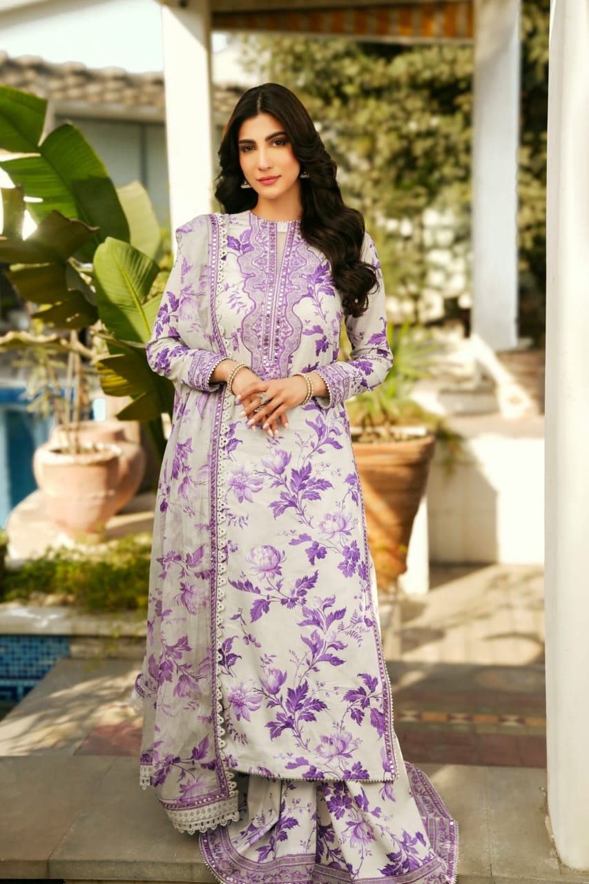 ANEELA LAWN PRINTED LUXURY EMBROIDERED PATCH WORK UNSTITCED 3pc✓