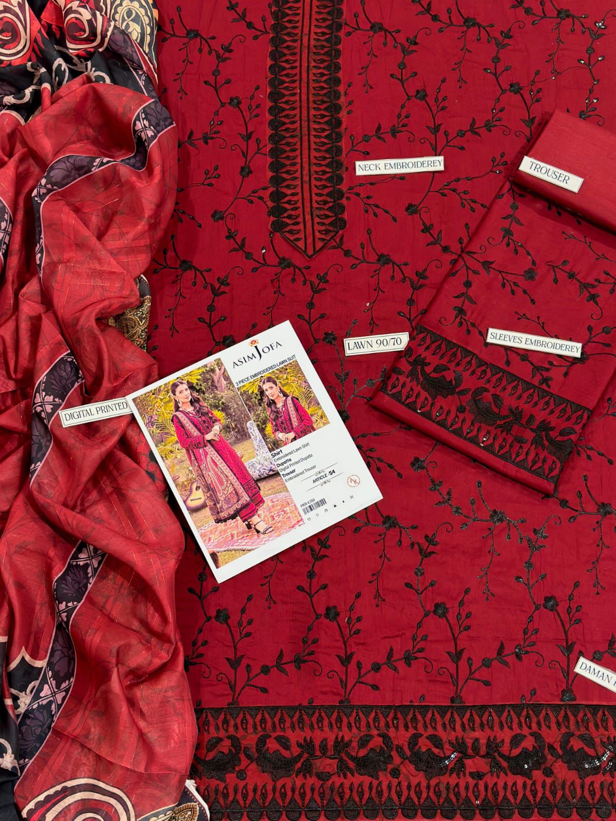 ASIM JOFA PURE LAWN 3-PIECE EMBROIDERED COLLECTION