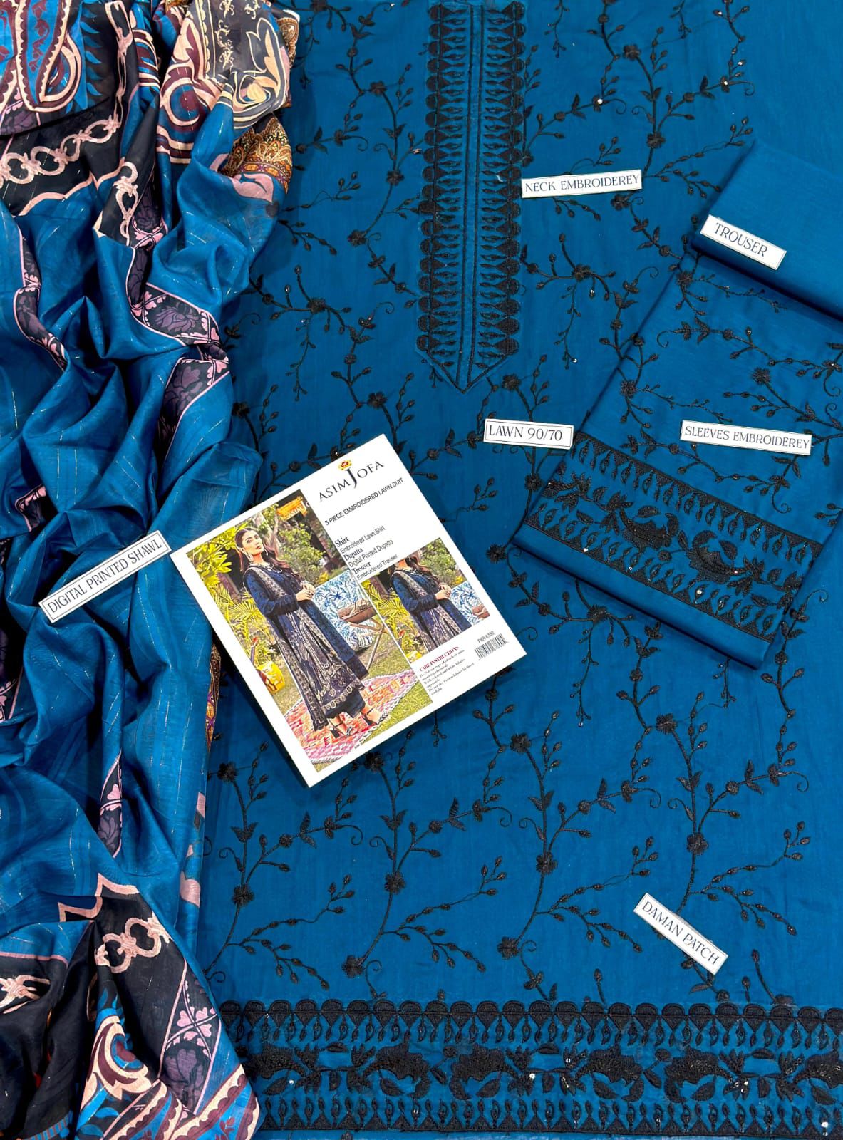 ASIM JOFA PURE LAWN 3-PIECE EMBROIDERED COLLECTION