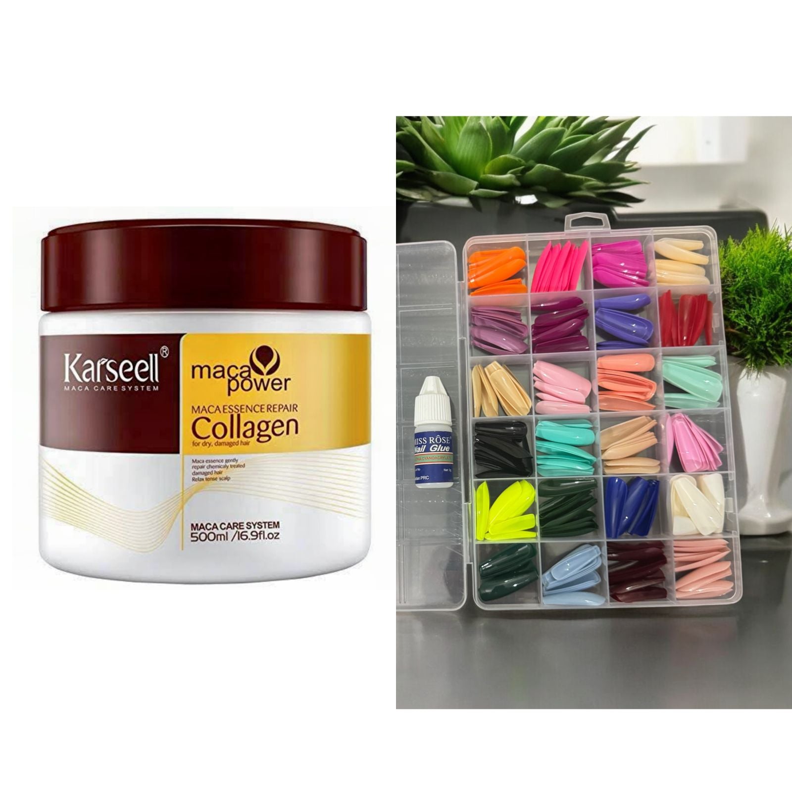KARSEEL HAIR MASK+ FULL BAILS SET + NAIL GLUE