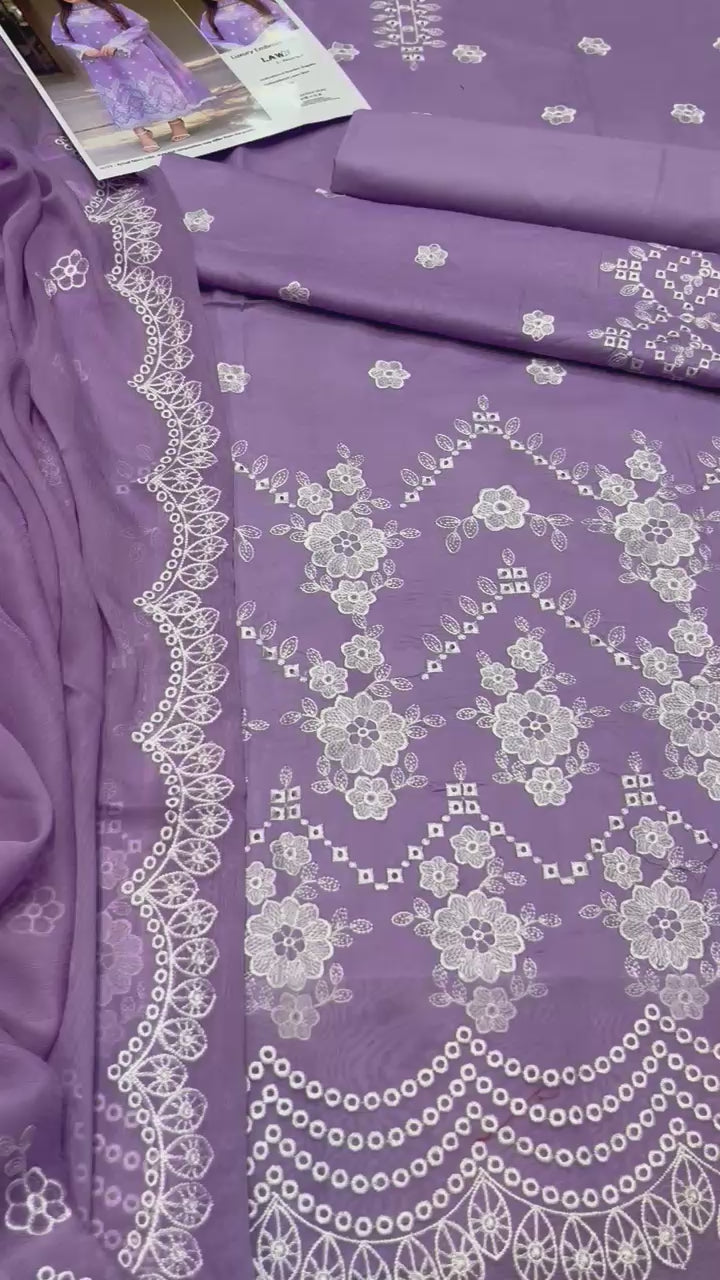 ADAB LIBAS LAWN EMBROIDERED UNSTITCED 3PC✓