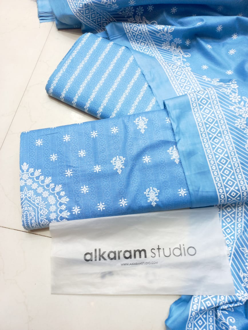 AL KARAM KASTORI 3PES LAWN PRENTED SHRIT  PRENTED TROUSER WITH LAWN DUPATTA