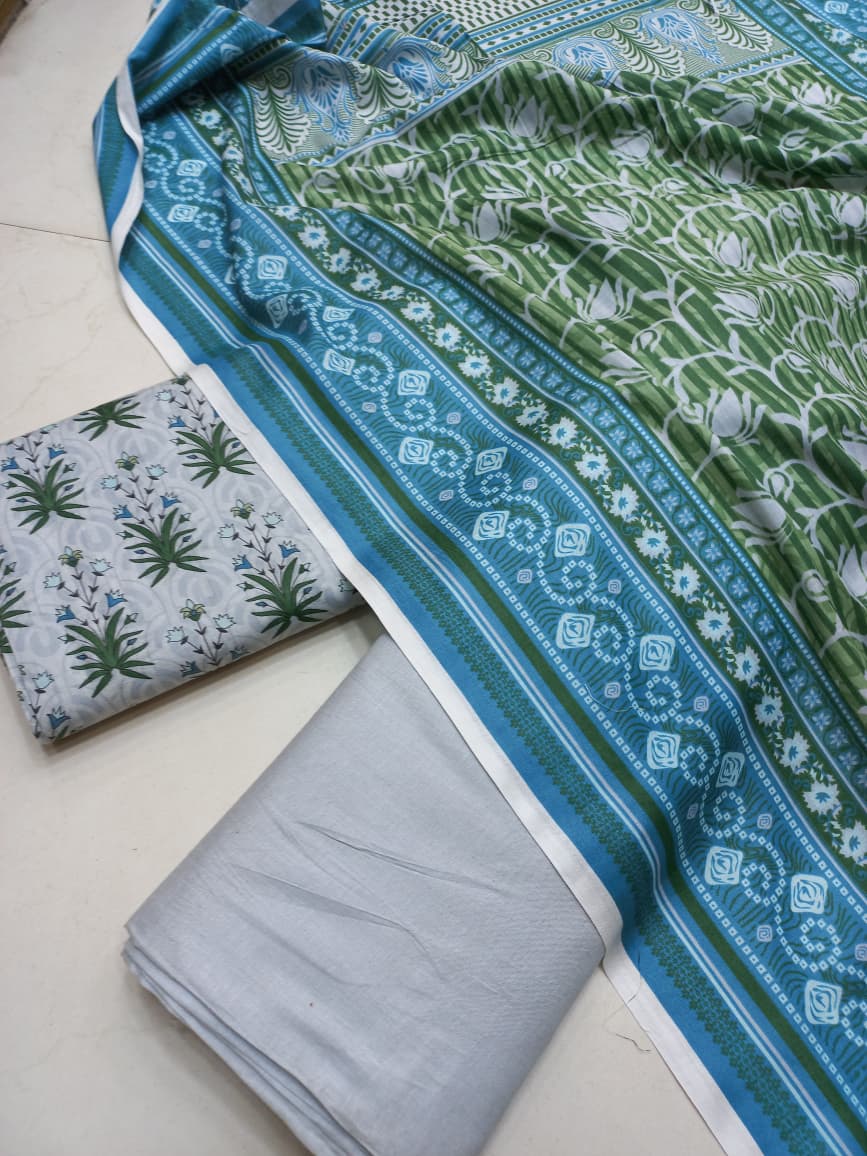 AL KARAM KASTORI 3PES LAWN PRENTED SHRIT  PRENTED TROUSER WITH LAWN DUPATTA
