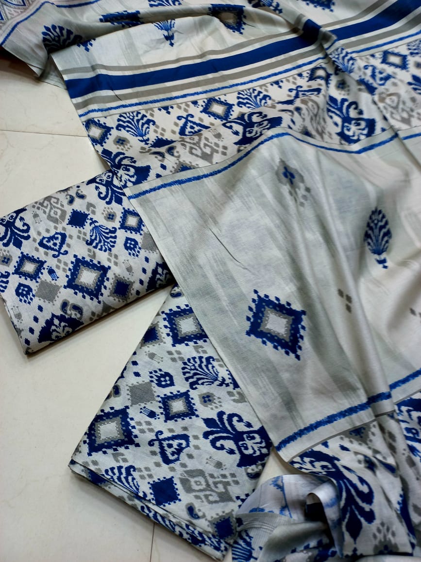 AL KARAM KASTORI 3PES LAWN PRENTED SHRIT  PRENTED TROUSER WITH LAWN DUPATTA