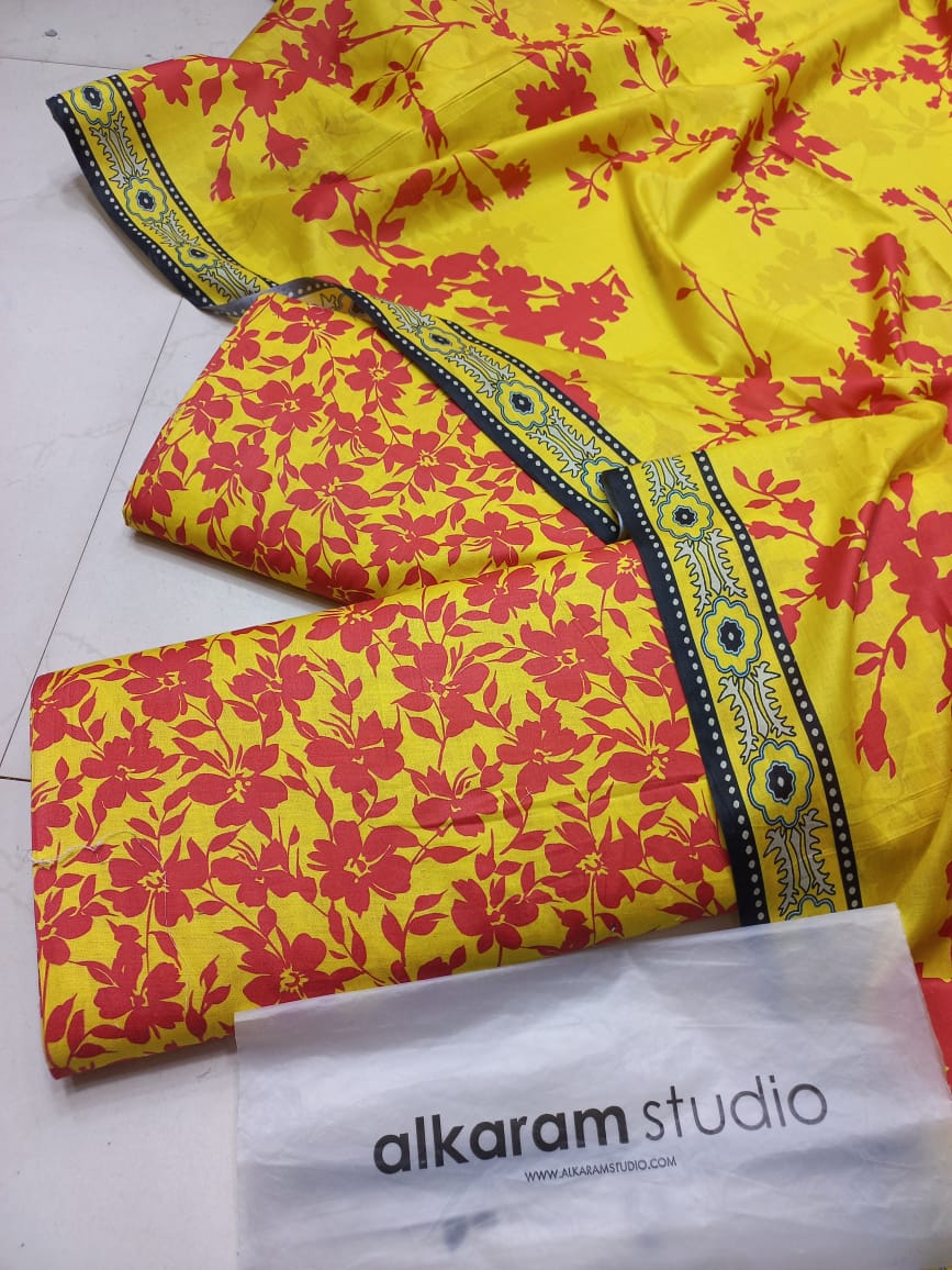 AL KARAM KASTORI 3PES LAWN PRENTED SHRIT  PRENTED TROUSER WITH LAWN DUPATTA