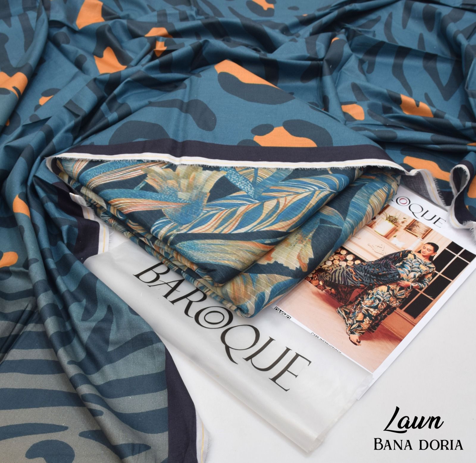 BAROQUE Lawn Bana Dora all Over Unstitced 3pc✓