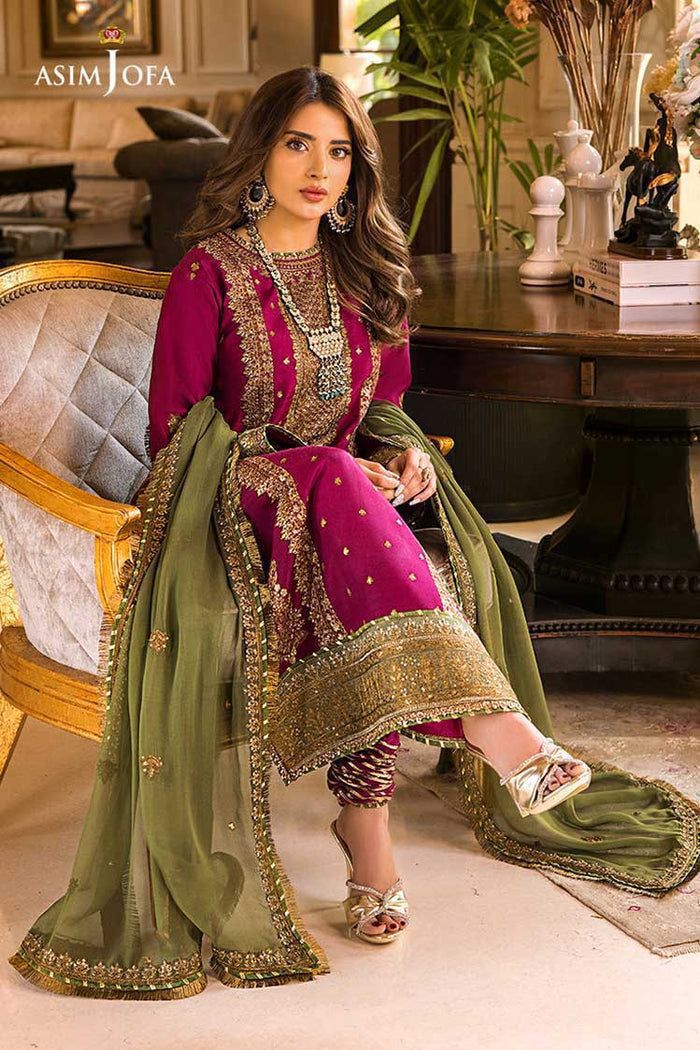 ASIM JOFA CHIFFON EMBROIDERED LUXURY UNSTICHED 3PC✓
