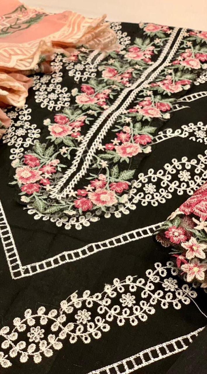 CRIMSON CHIKANKARI LUXURY EMBRIODERED COTTON EID JORA UNSTITCED 3PC