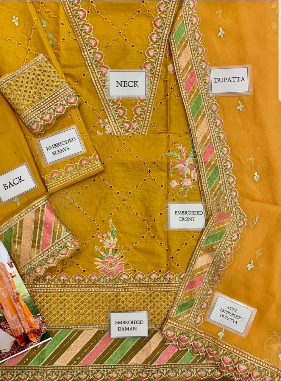AFROZEH cotton scifflie embroidered luxury unstiched 3pc ✓