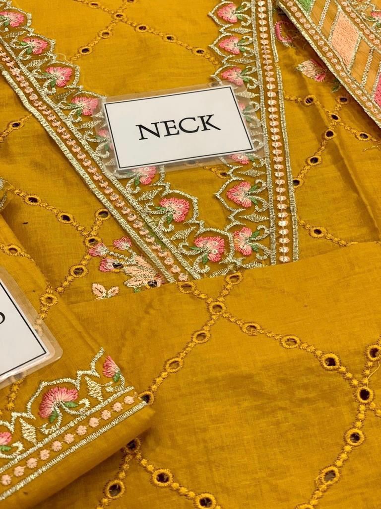 AFROZEH cotton scifflie embroidered luxury unstiched 3pc ✓