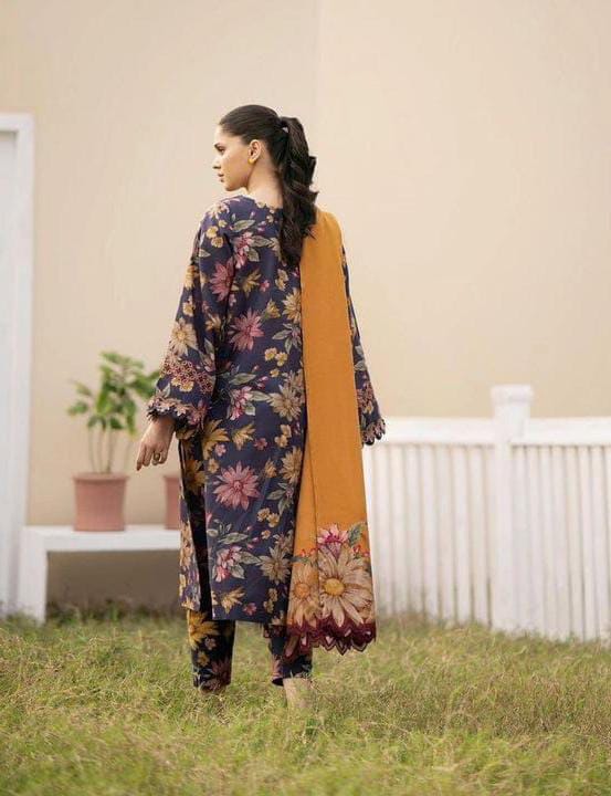 BAROQUE LAWN PRINTED EMBROIDERED PATCH-WORK UNSTITCEd 3pc✓