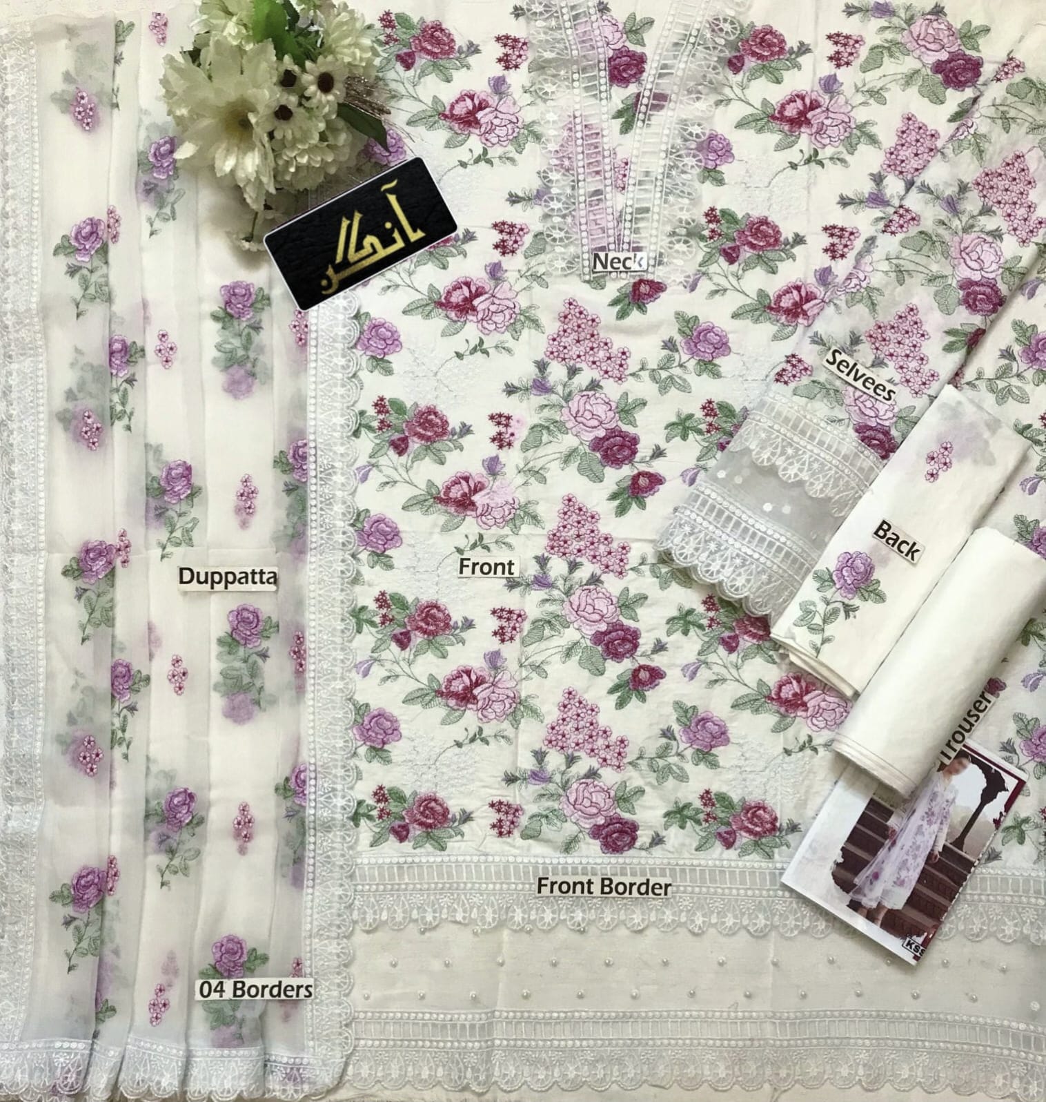 BAREEZE COTTON EMBROIDERED LUXURY UNSTICHED 3PC