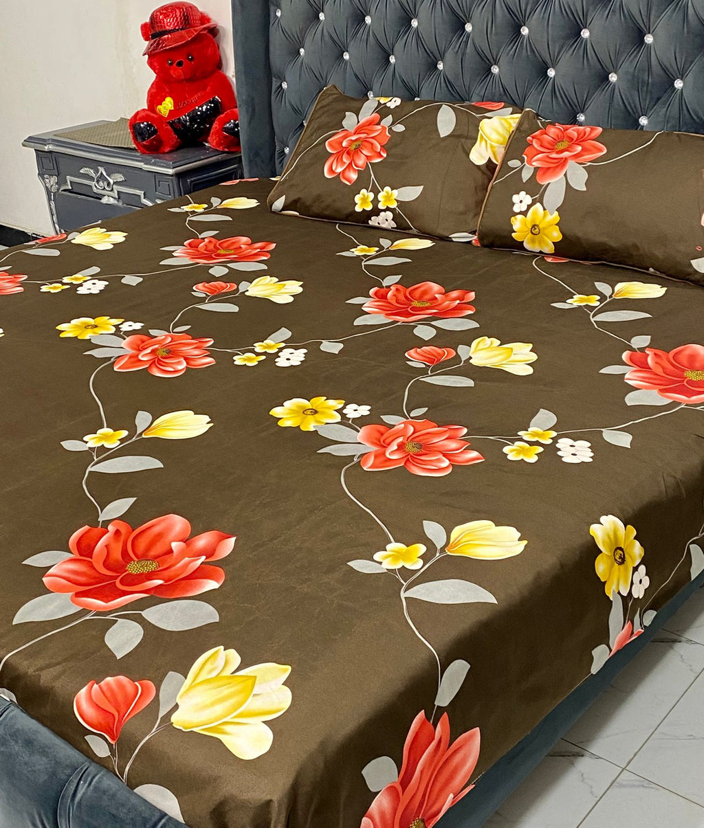 3D-CRYSTAL COTTON BEDSHEET 3PC