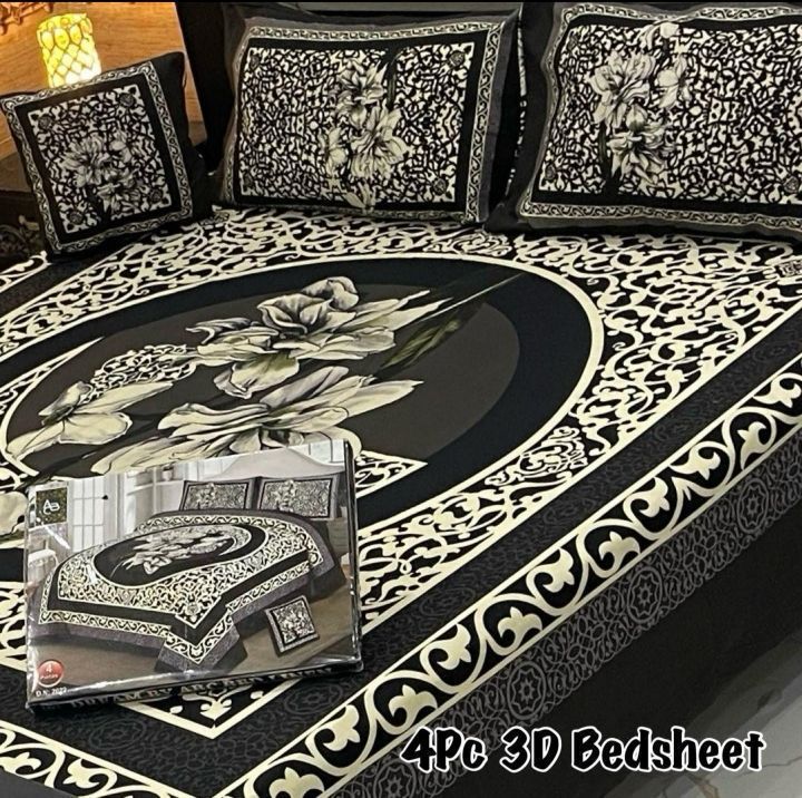4PC 3D PANEL BEDSHEET🔥