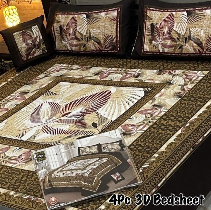 4PC 3D PANEL BEDSHEET🔥