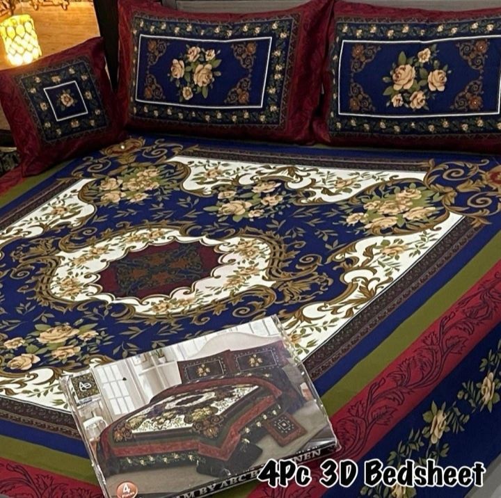 4PC 3D PANEL BEDSHEET🔥