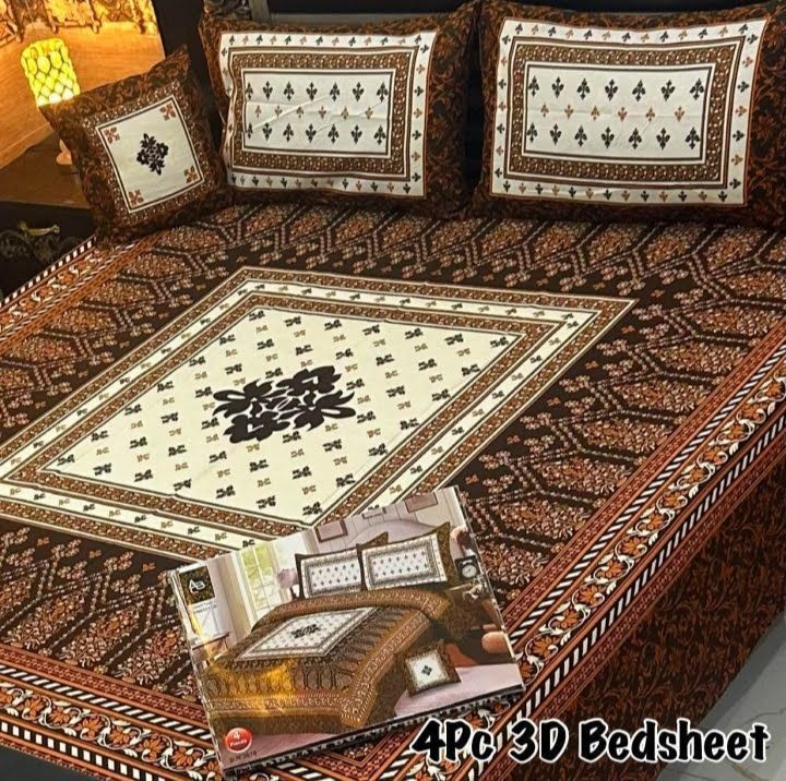 4PC 3D PANEL BEDSHEET🔥