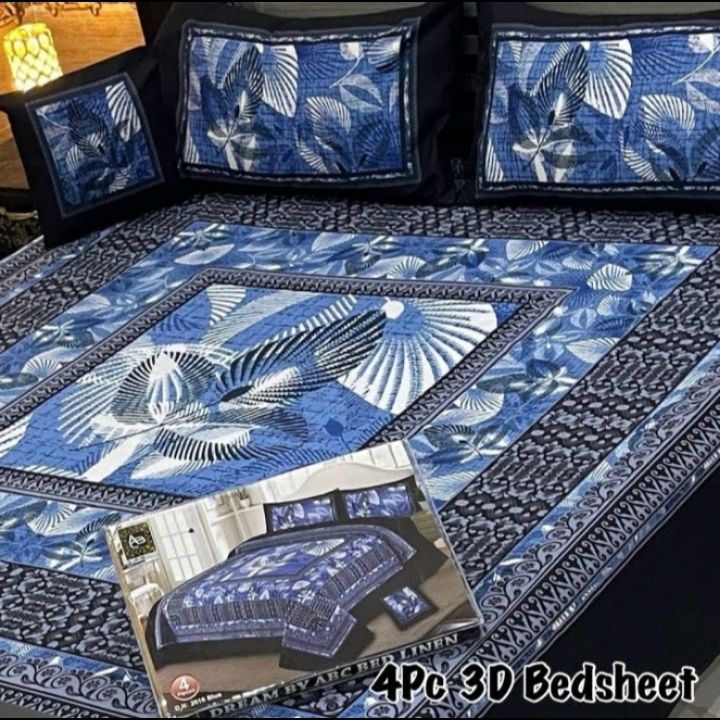 4PC 3D PANEL BEDSHEET🔥