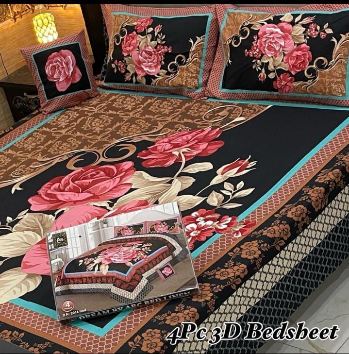 4PC 3D PANEL BEDSHEET🔥