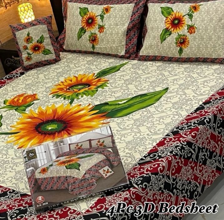 4PC 3D PANEL BEDSHEET🔥