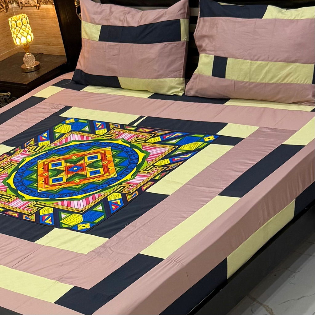 DIGITAL GOLD PANEL BEDSHEET🛌🛌🛌