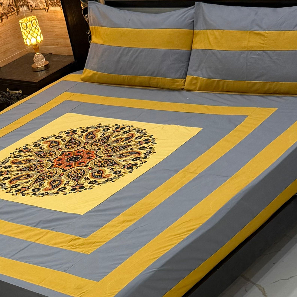 DIGITAL GOLD PANEL BEDSHEET🛌🛌🛌