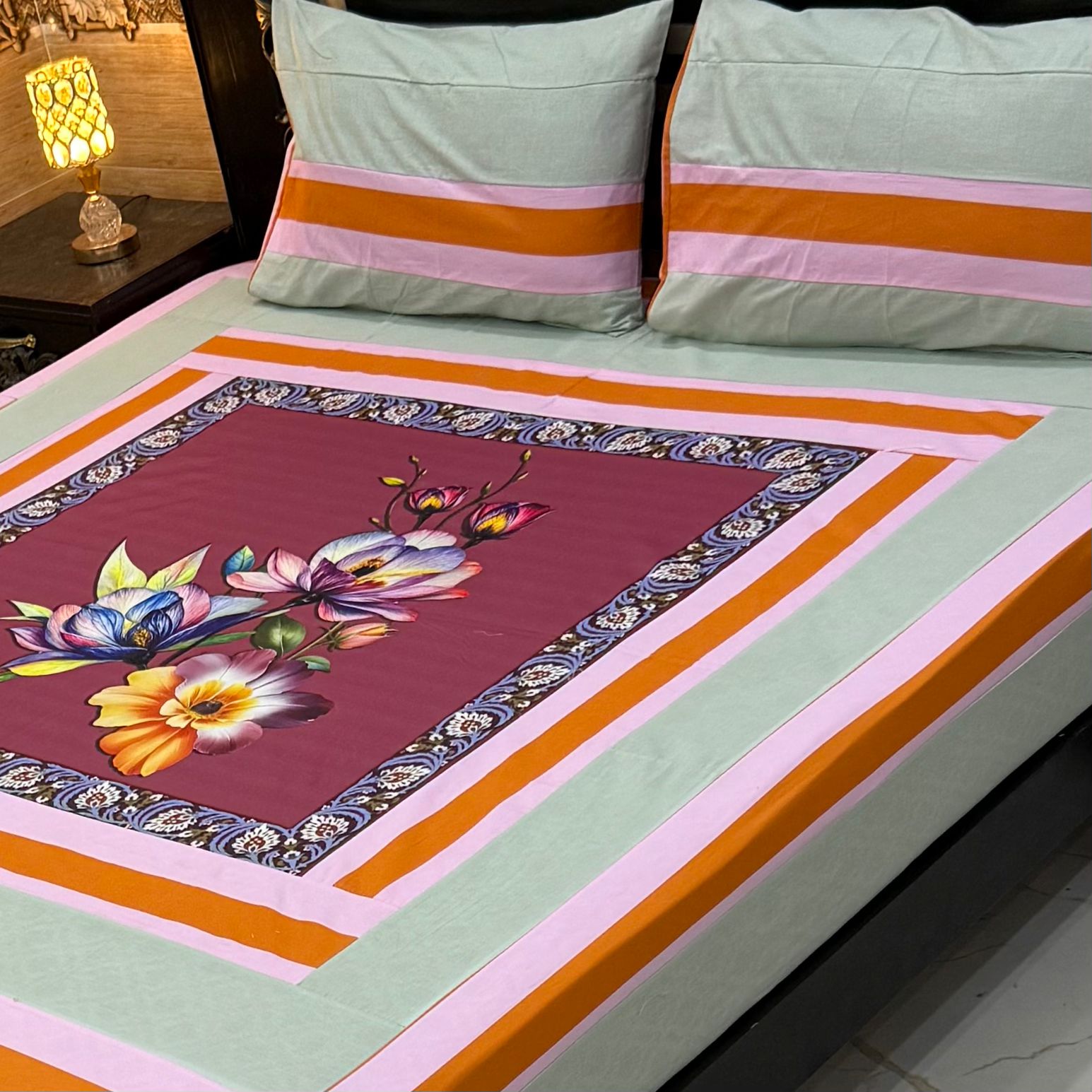 DIGITAL GOLD PANEL BEDSHEET🛌🛌🛌