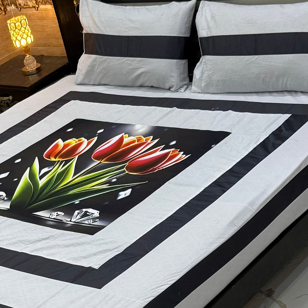 DIGITAL GOLD PANEL BEDSHEET🛌🛌🛌