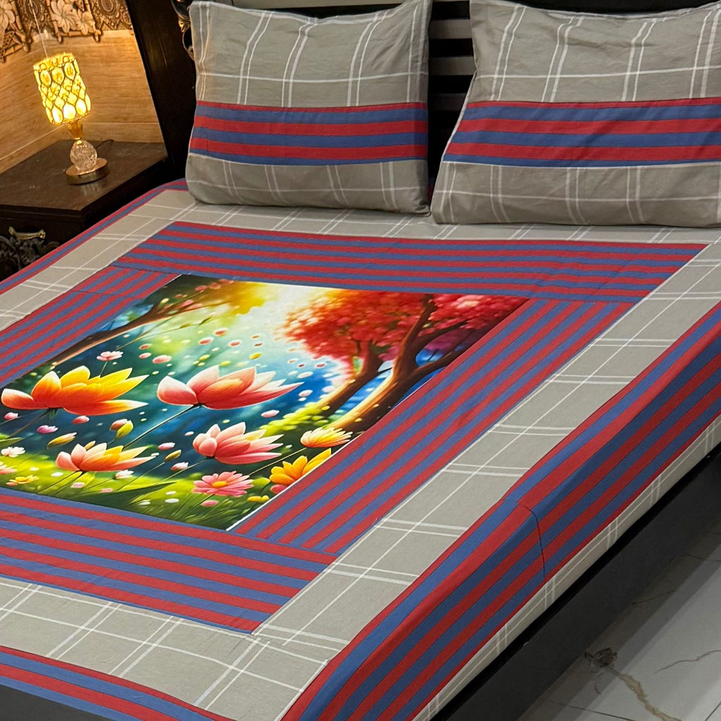 DIGITAL GOLD PANEL BEDSHEET🛌🛌🛌
