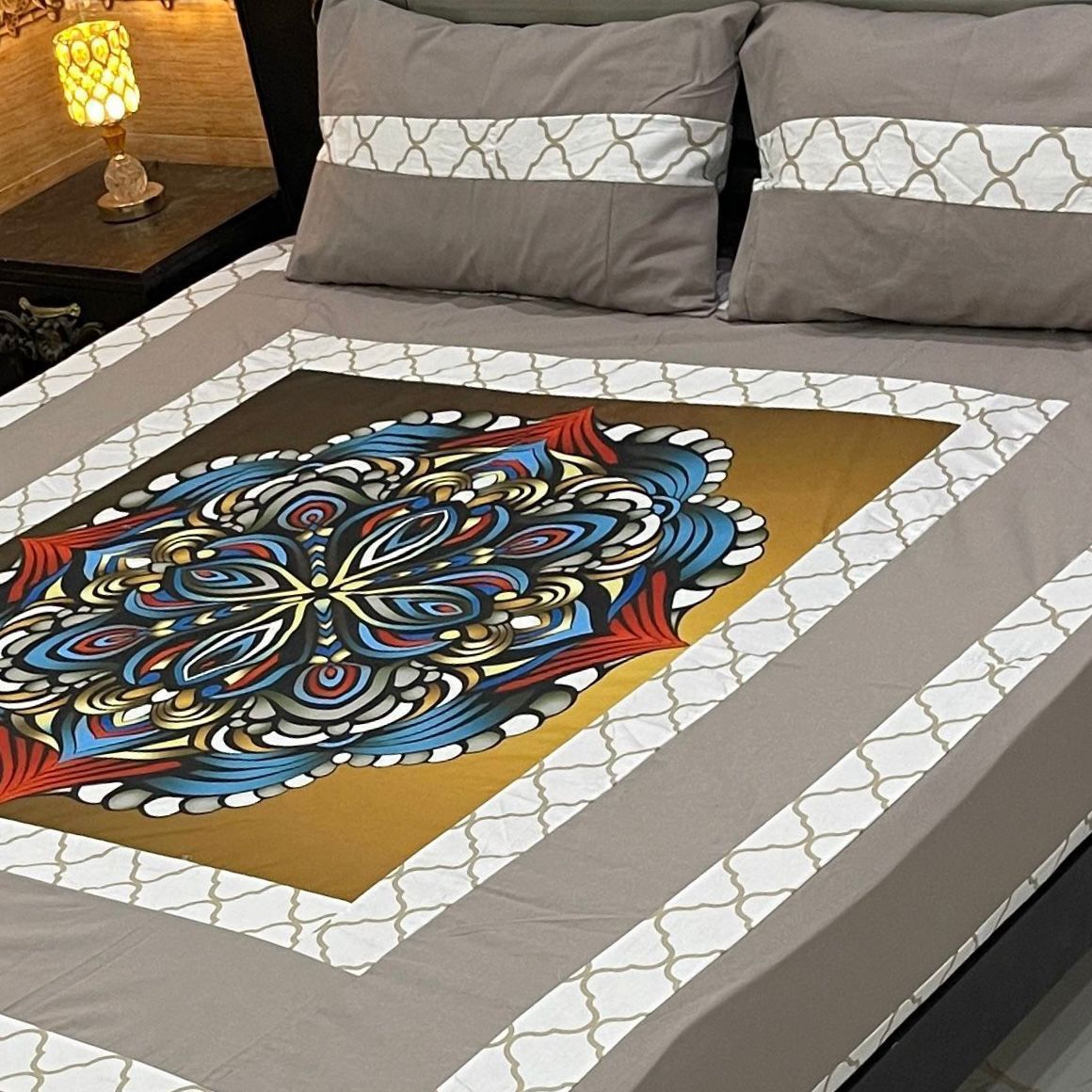 DIGITAL GOLD PANEL BEDSHEET🛌🛌🛌
