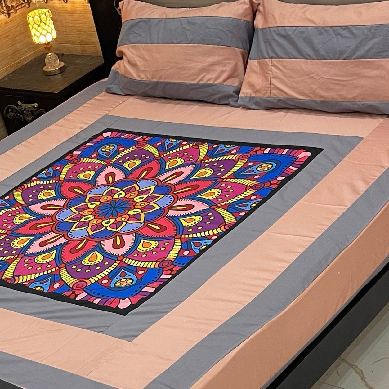 DIGITAL GOLD PANEL BEDSHEET🛌🛌🛌