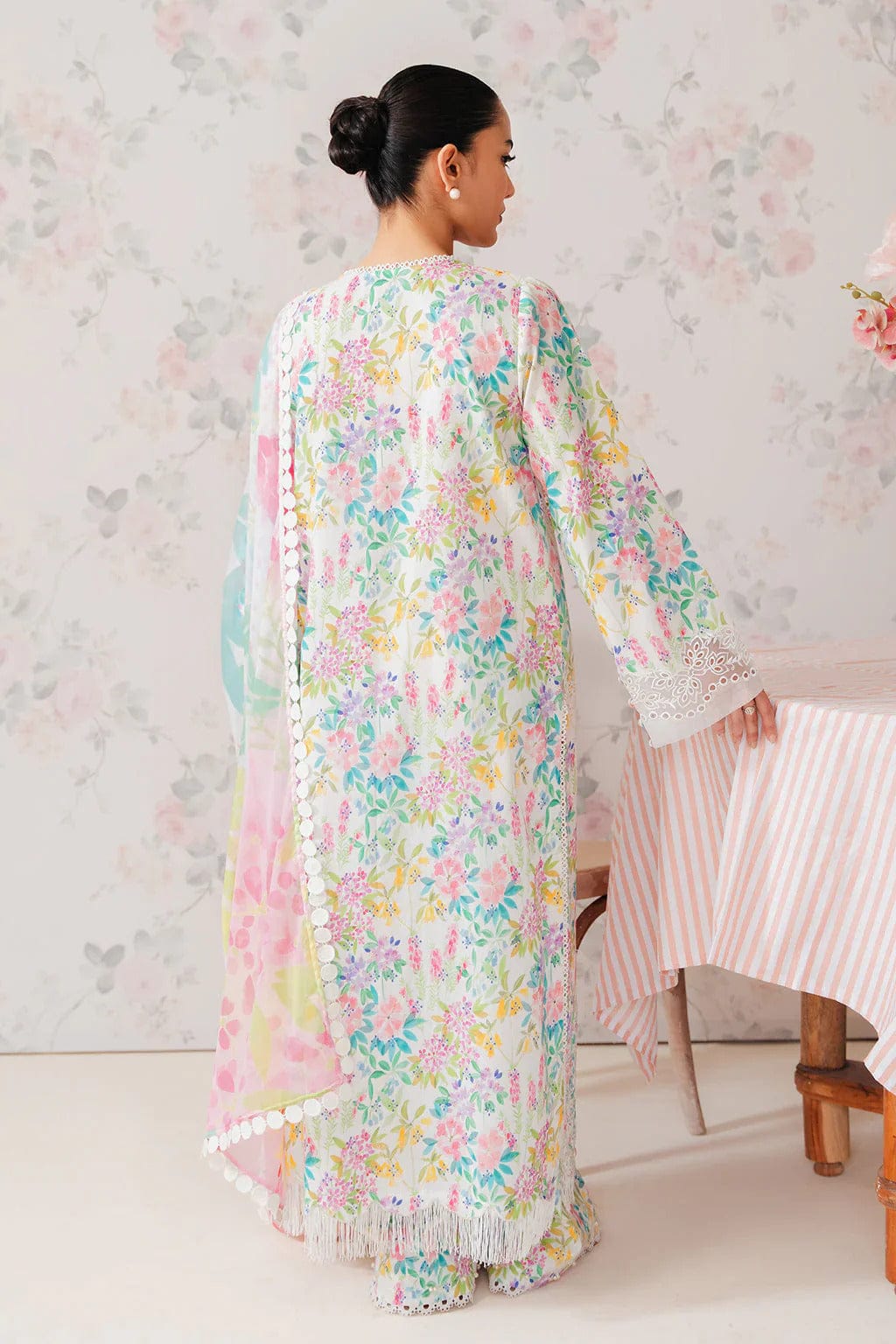 AFROZEH LAWN PRINTED CHIKANKARI EMBROIDERED PATCH-WORK UNSTITCED 3PC ✓