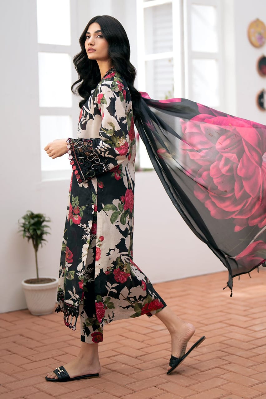 BAROQUE LAWN PRINTED EMBROIDERED PATCH-WORK UNSTITCED 3PC