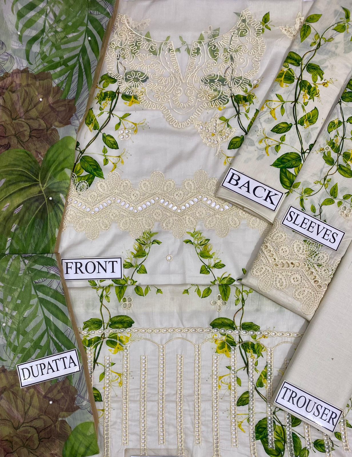 CRIMSON LAWN CHIKANKARI EMBRIODERED PATCH WORK UNSTITCED 3PC✓