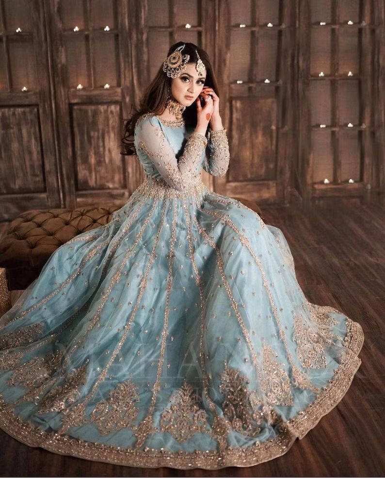 *BRIDAL NET MAXI EMBROIDERED UNSTITCED 3PC*✓