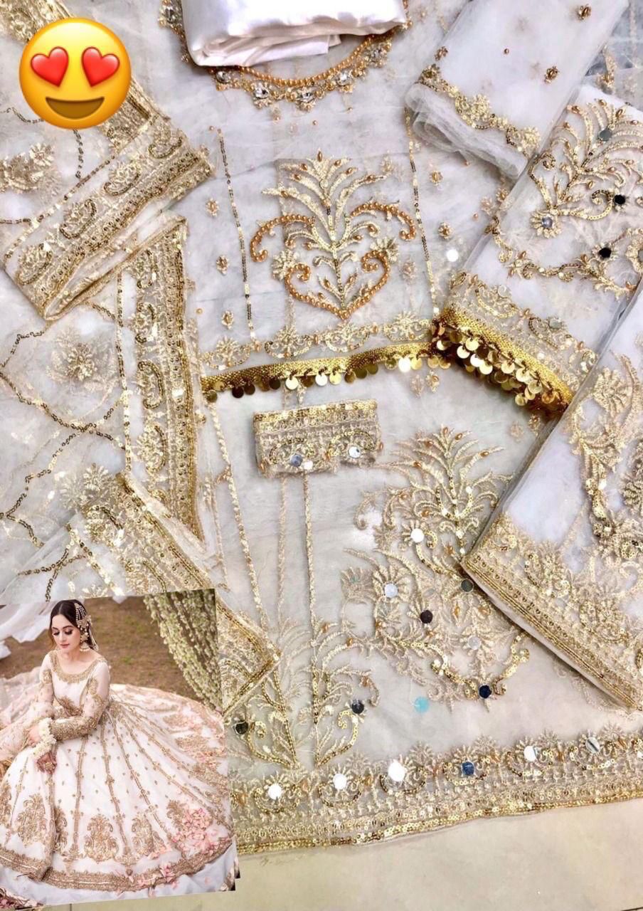 BRIDAL NET MAXI EMBROIDERED UNSTITCED 3PC*✓
