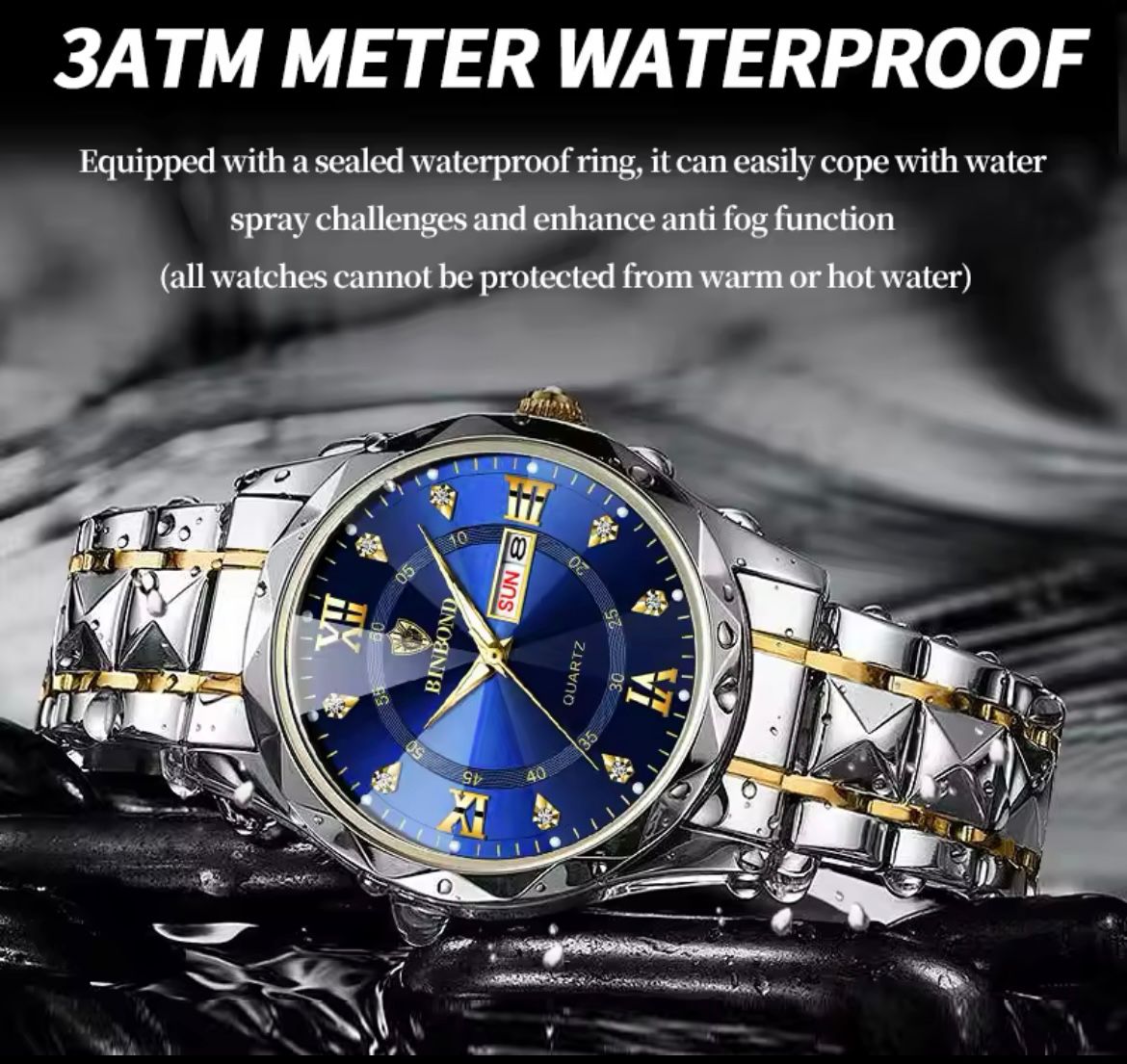 QUARTZ BINBAND WATCH 3 ATM METER WATERPROOF EQUIPPED