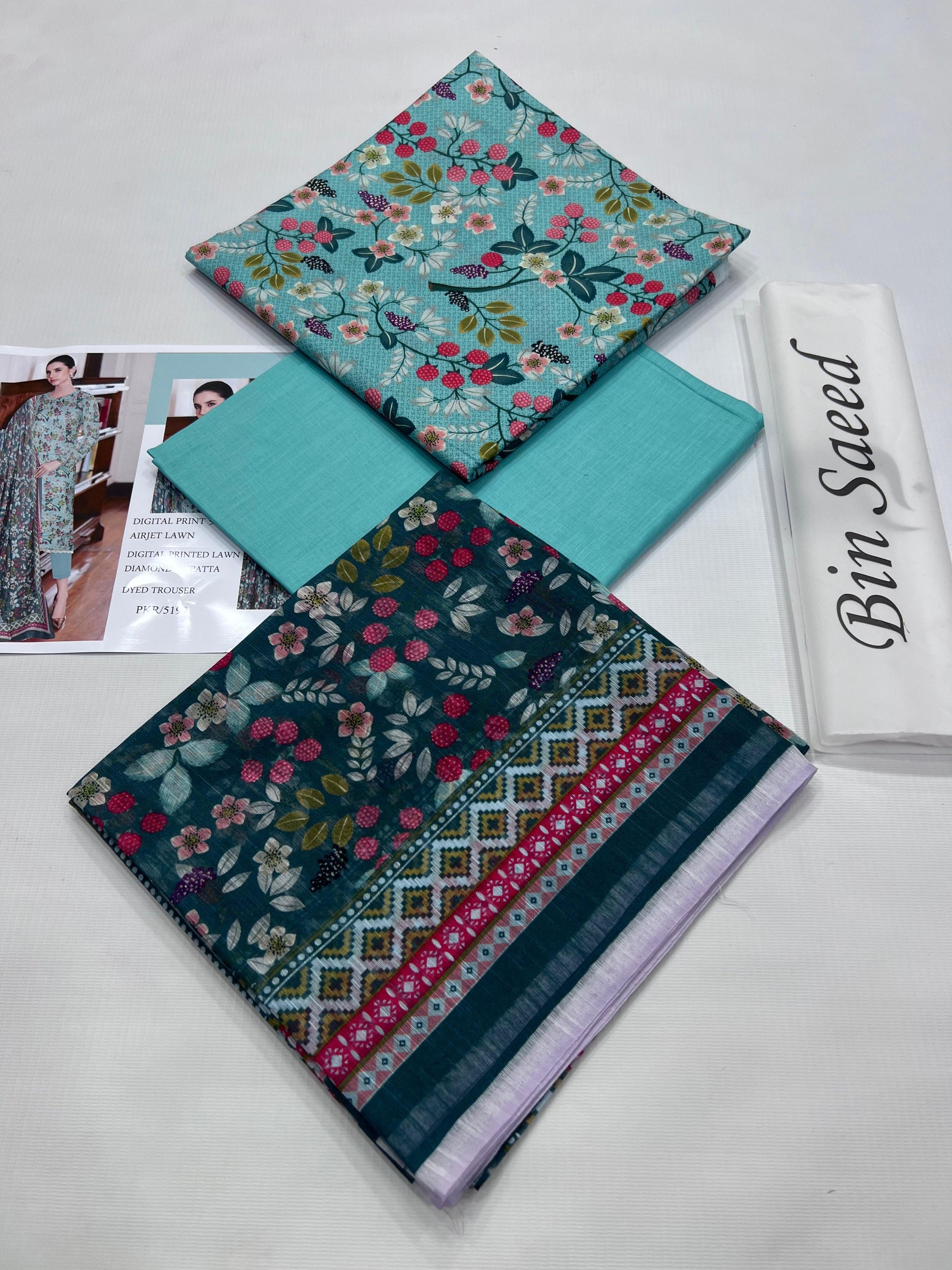 BIN SAEED LAWN PRINTED UNSTITCED 3PC✓
