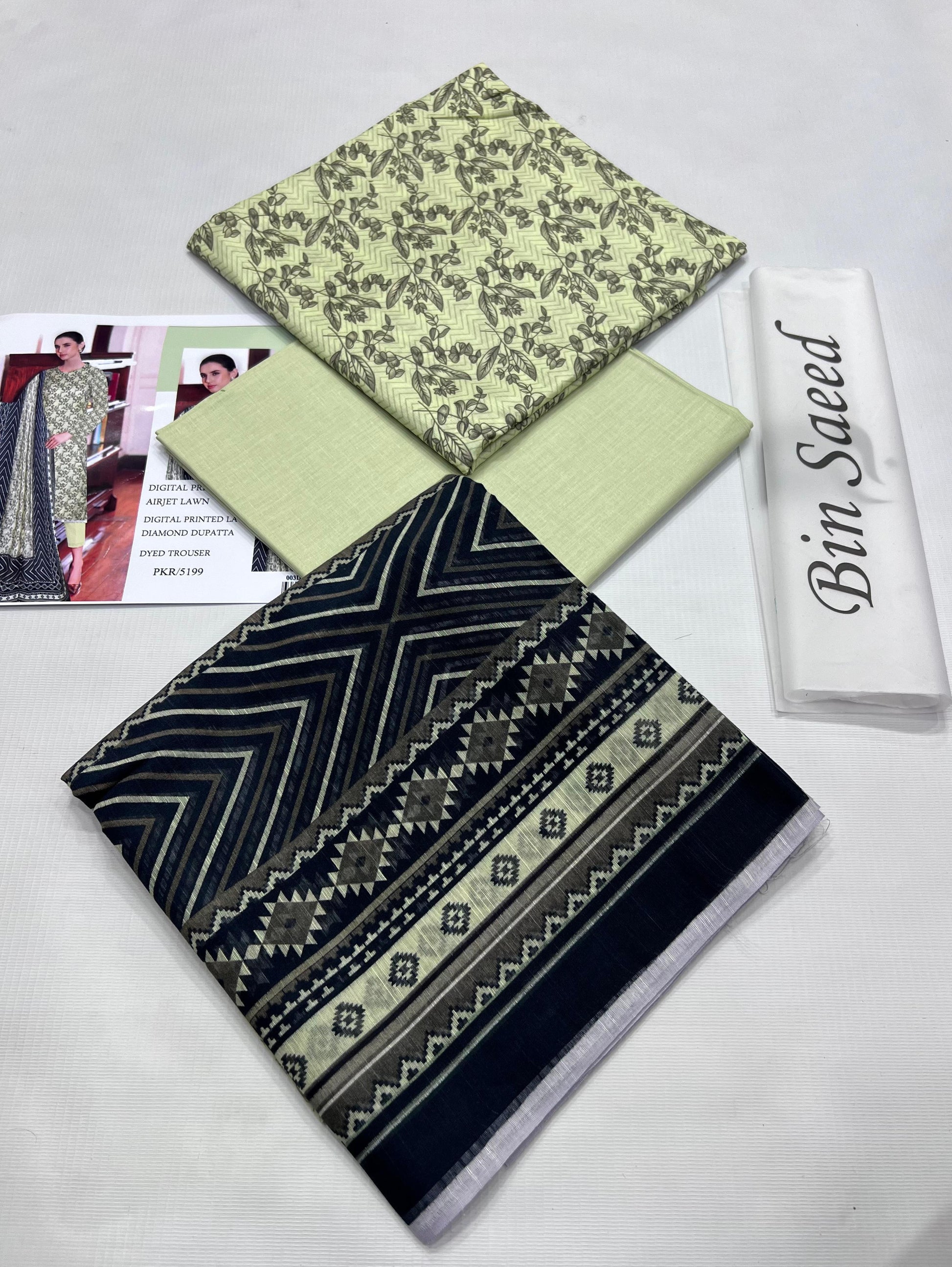 BIN SAEED LAWN PRINTED UNSTITCED 3PC✓