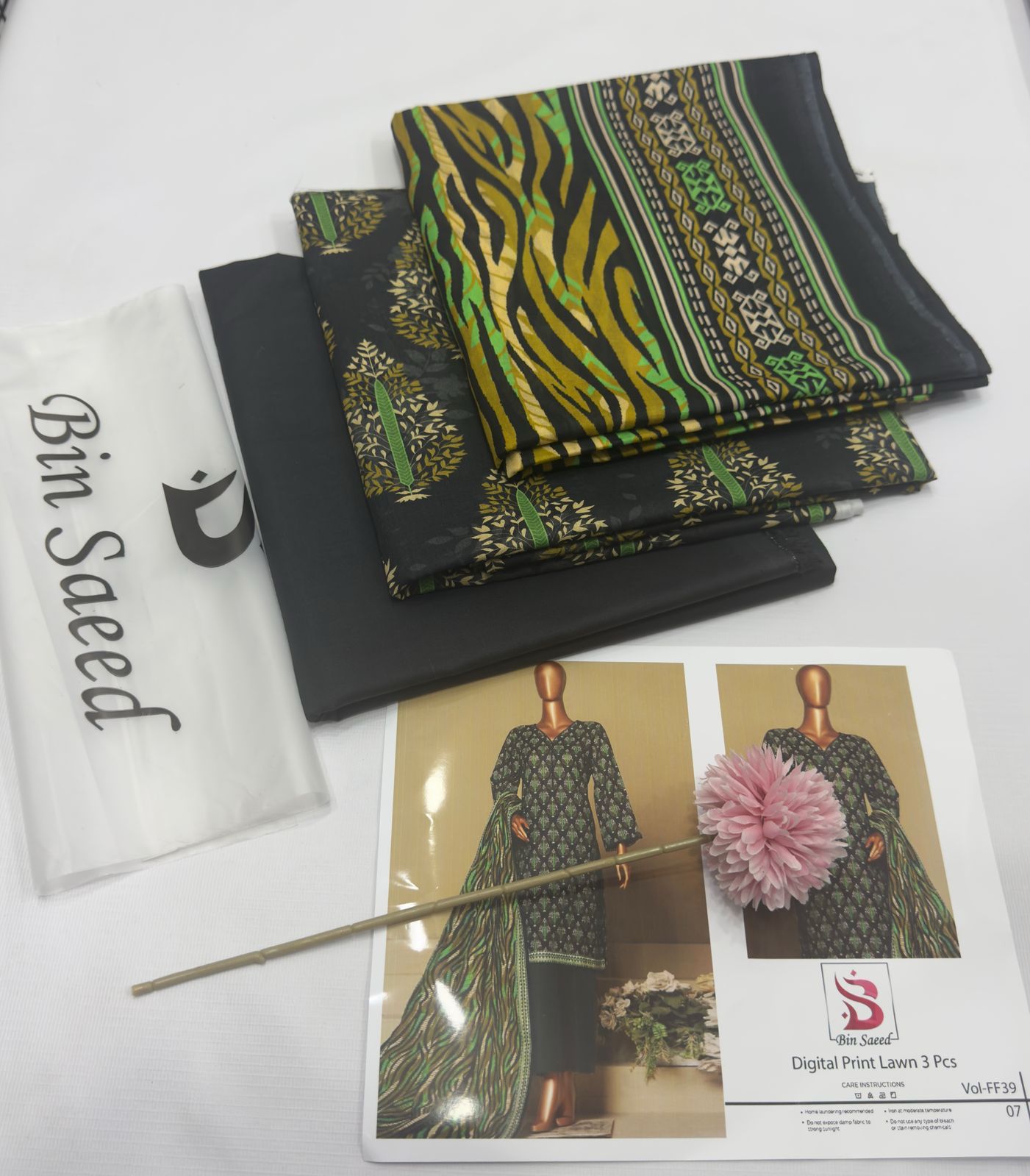 BIN SAEED LAWN PRINTED UNSTITCED 3PC✓