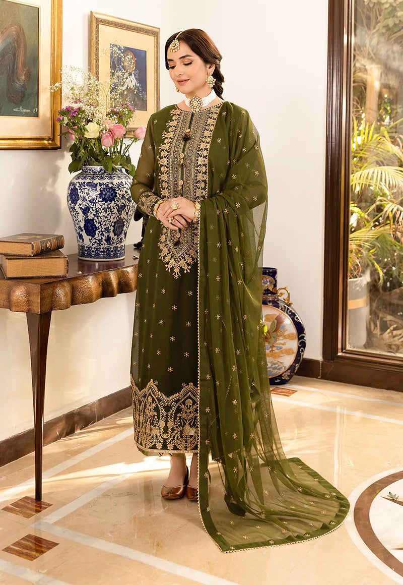 ASIM JOFA CHIFFON EMBROIDERED LUXURY UNSTICHED 3PC✓