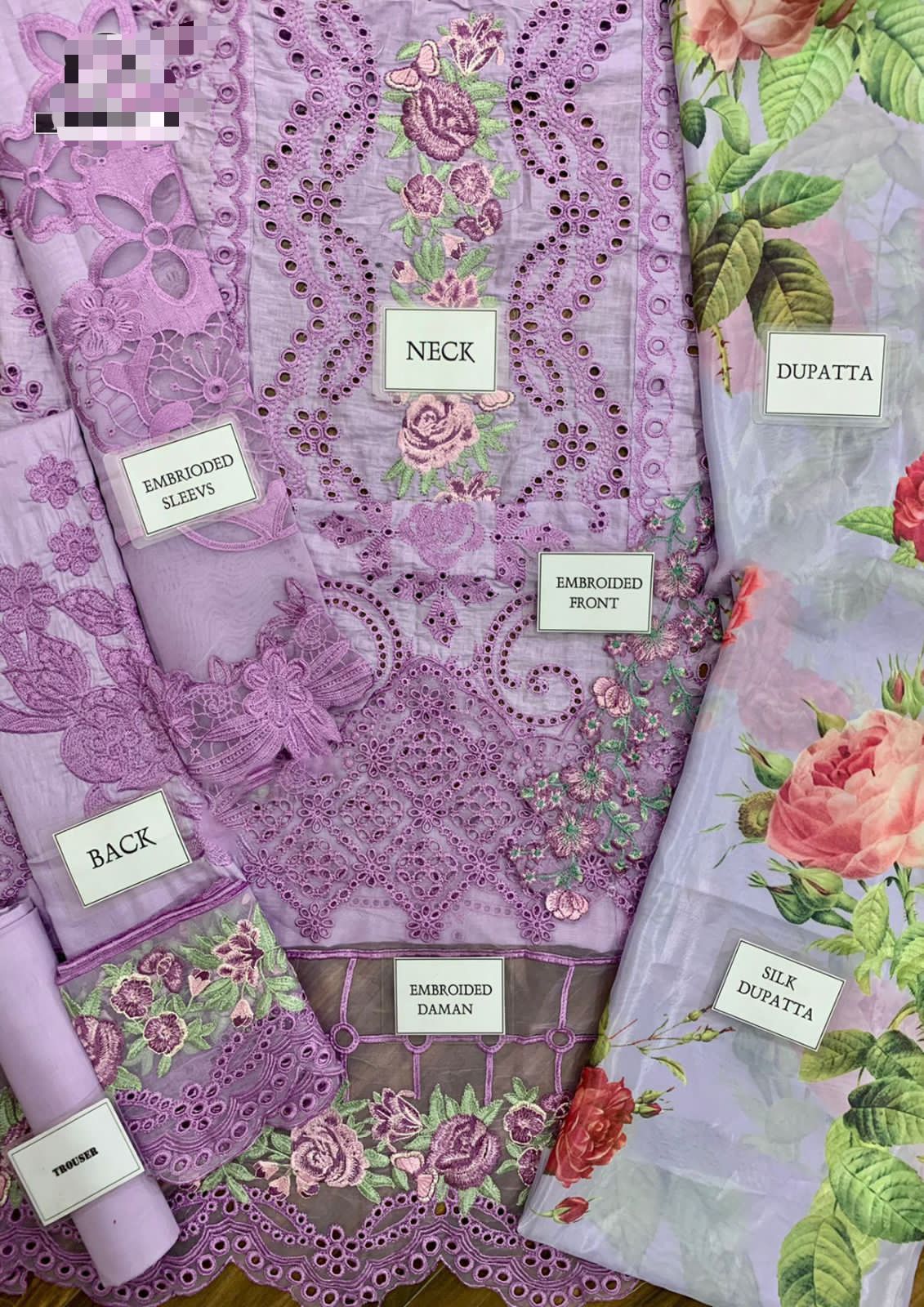 ASIFA NABEEL COTTON SCHIFLIE EMBROIDERED LUXURY EID JORA UNSTITCED 3PC✓
