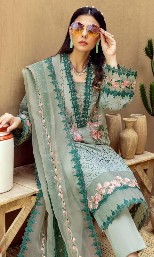 ADAN LIBAS COTTON ALTERNATE CHIKANKARI EMBROIDERED SUMMER UNSTITCED 3PC✓