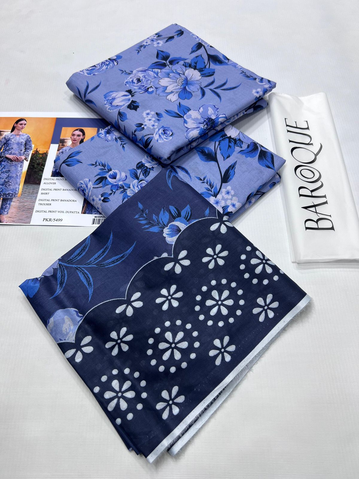 BAROQUE BANA DORA LAWN UNSTITCED 3PC✓