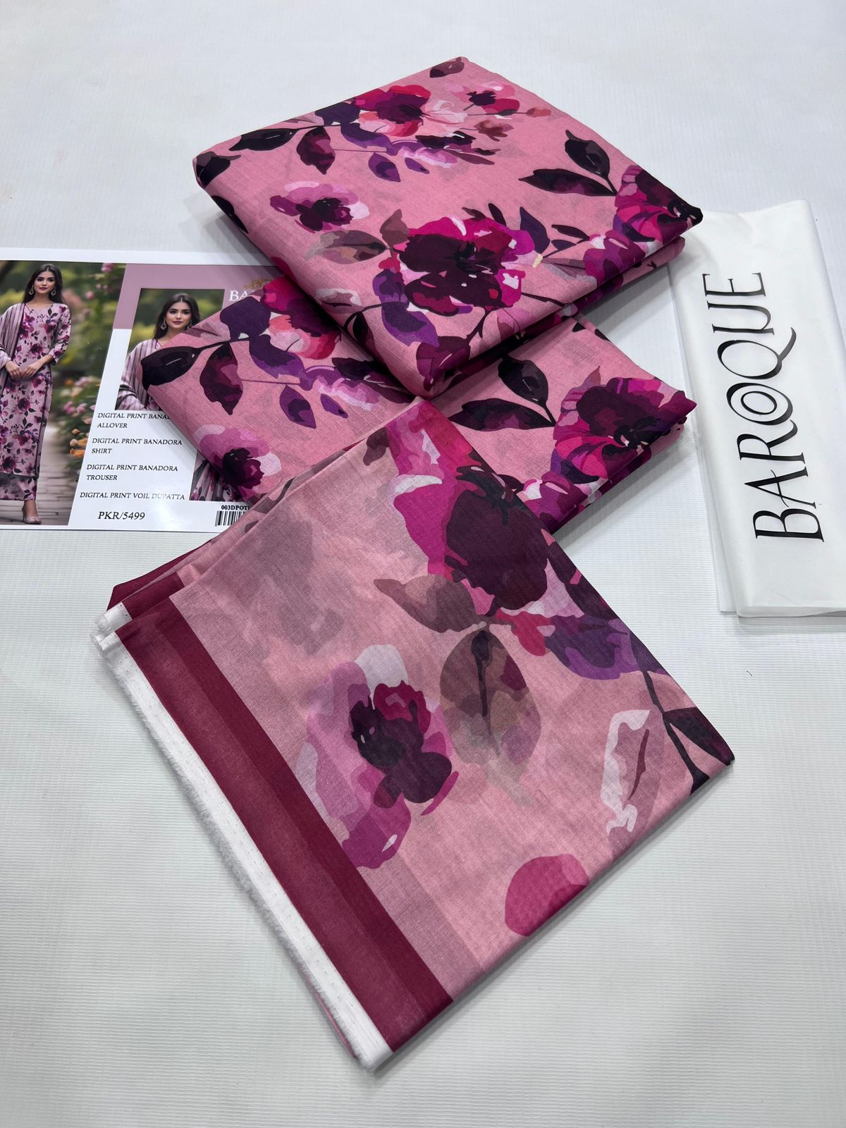 BAROQUE BANA DORA LAWN UNSTITCED 3PC✓