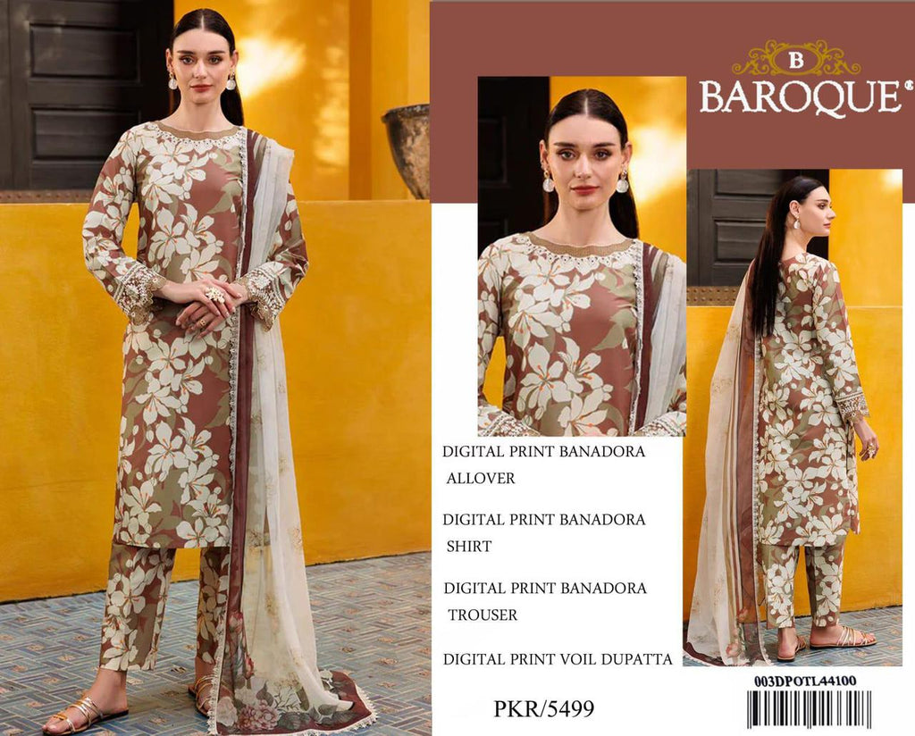 BAROQUE BANA DORA LAWN UNSTITCED 3PC✓